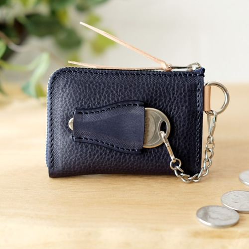 ネイビー鍵も仕舞える小さい財布キーケースパスケース定期入れコイン