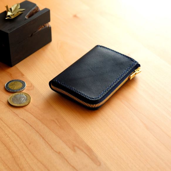 【受注生産】革の小財布  NAVY 1枚目の画像