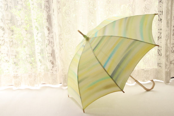 晴雨兼用日傘『海の透けるレモネード』（着物にも洋服にも　一点物） 3枚目の画像