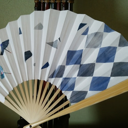 【京都の着物作家】 【名入れ無料】一点もの和紙扇子『風傘』 3枚目の画像