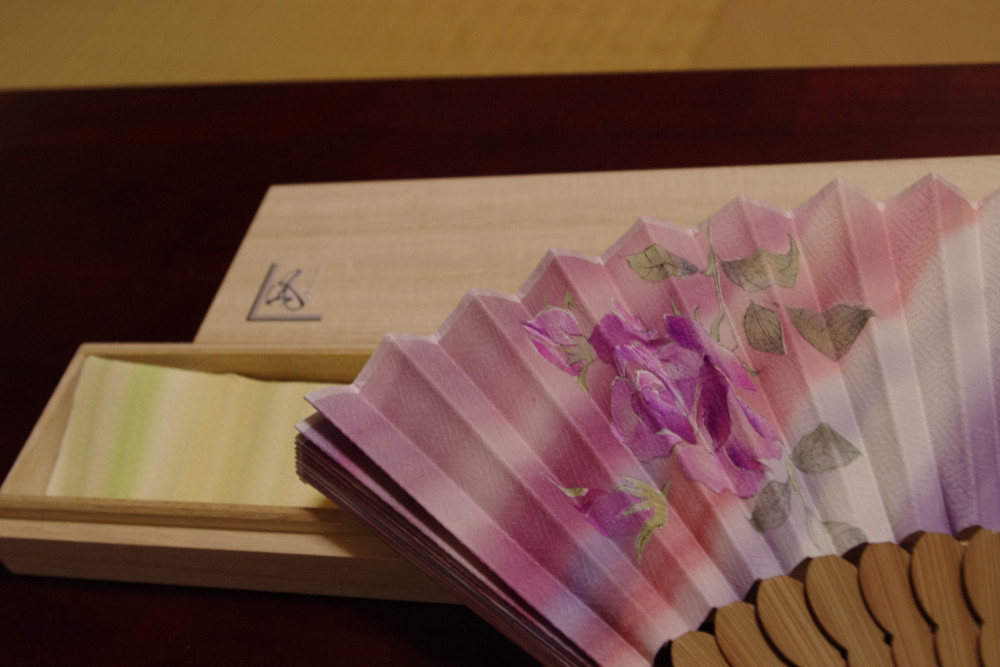 【３点セット】手染め扇子＆手染め扇子袋＆桐箱(オリジナルロゴ入り）