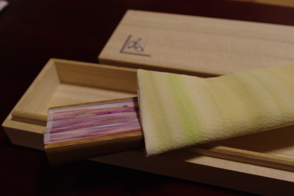 【３点セット】手染め扇子＆手染め扇子袋＆桐箱(オリジナルロゴ入り）