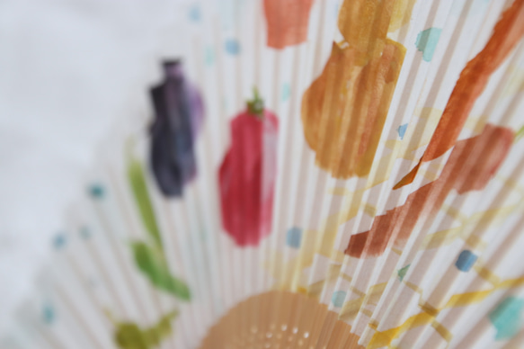 當天發貨☆“ 3折扣促銷”手繪折扇“京都蔬菜zappa-n” 第6張的照片