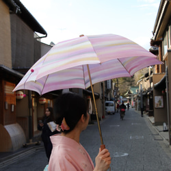 折り畳み晴雨兼用日傘『乙女全開ですが何か？』（水玉地紋生産中止なので、限定一本・着物にも洋服にも・） 5枚目の画像