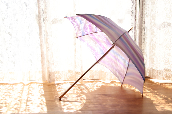 晴雨遮陽傘“Yukari no Kasumi”彎柄（用於和服和衣服，獨一無二的物品） 第10張的照片