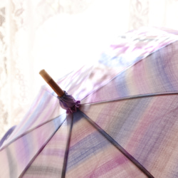 晴雨兼用日傘『ゆかりの霞』持ち手曲がり（着物にも洋服にも・一点物） 6枚目の画像