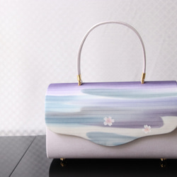 着物用バッグ（フォーマルカジュアル兼用）　『桜色の川面』京都の老舗着物作家が染める一点物 9枚目の画像