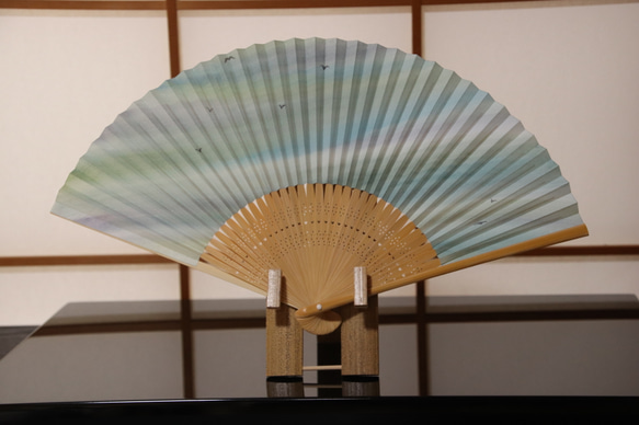 手繪日本紙夏季風扇“ Kazekare”（人種，一種） 第3張的照片