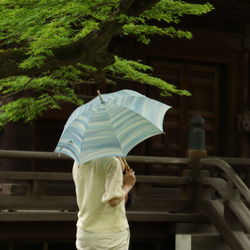手繪雨傘和雨傘“藍色竹林”（用於和服和衣服） 第2張的照片