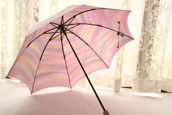 晴雨兼用折畳み日傘『隠れた華の想い』（着物にも洋服にも・一点物） 6枚目の画像