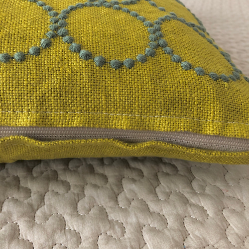 ミナペルホネン タンバリン イエロー yellow + green クッションカバー