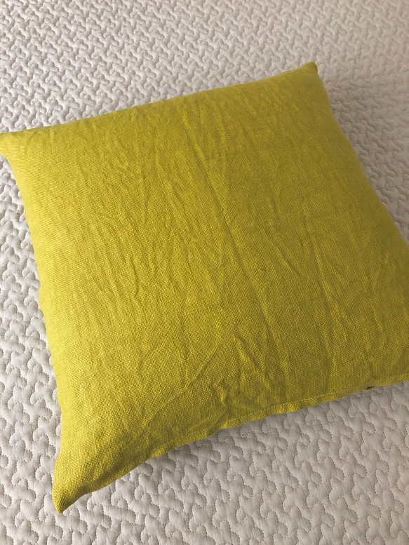 ミナペルホネン　タンバリン　イエロー　yellow + green クッションカバー 3枚目の画像