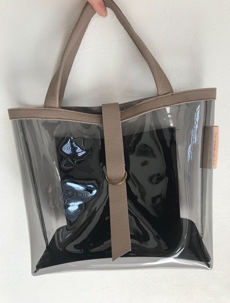 本革ハンドルPVCクリアバック