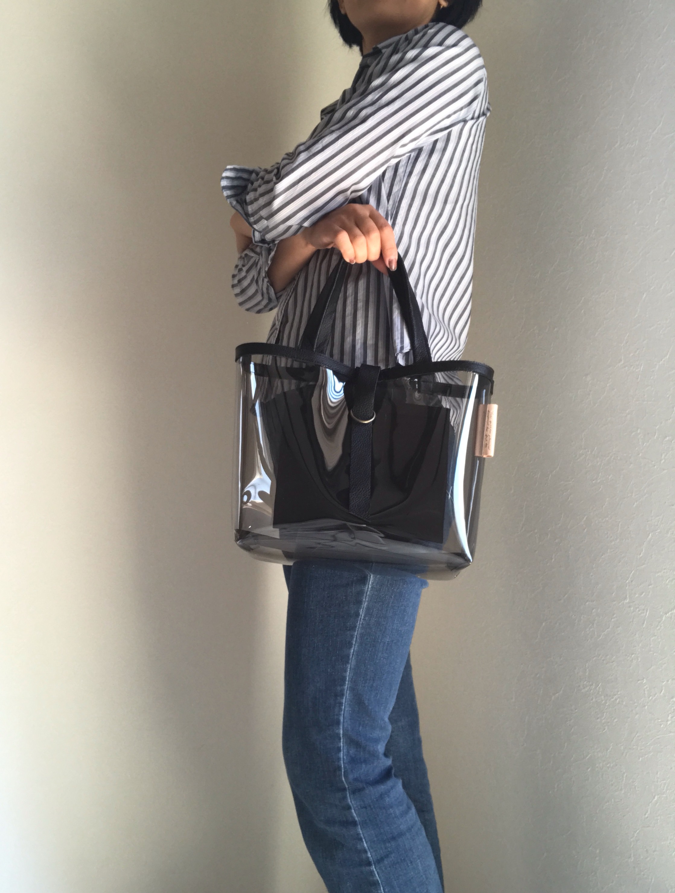 本革ハンドル PVCクリアバック