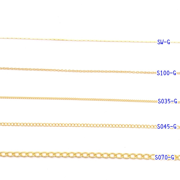 S045-B 鉛＆ニッケルフリー　極細　ロングクロスチェーン　金古美　3mm×1.5mm 7枚目の画像