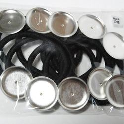 パーツ 金具 レジン　皿付き ヘアゴム　25ｍｍ　ブラック　10個 4枚目の画像