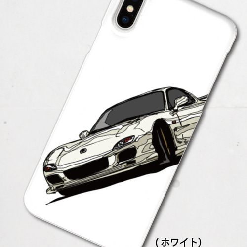 マツダRX-7 FD3S国産本革手帳型iPhoneケース マツダ FD3S RX-7のイラスト・手帳型スマホケース