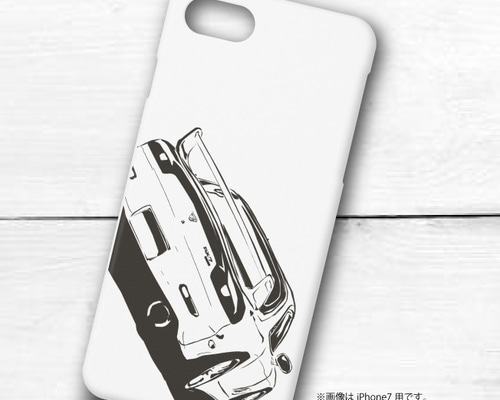 マツダRX-7 FD3S国産本革手帳型iPhoneケース マツダ FD3S RX-7（線画）のイラスト・手帳型スマホケース