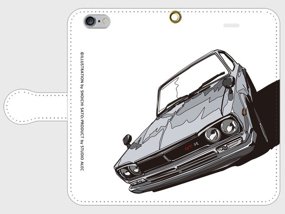 日産 KPGC10 スカイラインGT-R（ハコスカ） イラスト スマホケース