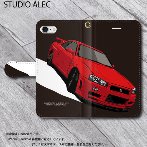 携帯電話本体 R34 JRM スカイライン GTR R34 電話ケース iphone 16 15 11 12 13 14