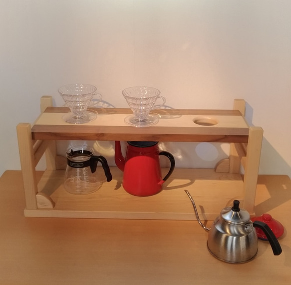 【最終値下げ！現品１点限り】３連コーヒードリップスタンド★おしゃれ♪★２段階高さ調節可★無垢材メープル&ウォルナット 人気・おすすめ｜使いやすい・旅行におすすめ 品質保証 全国発送 正規品・日本国内発送・安心保証付き