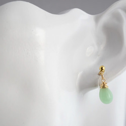 GLASS Larme ear clips/pierced earrings Green Hayes 第4張的照片