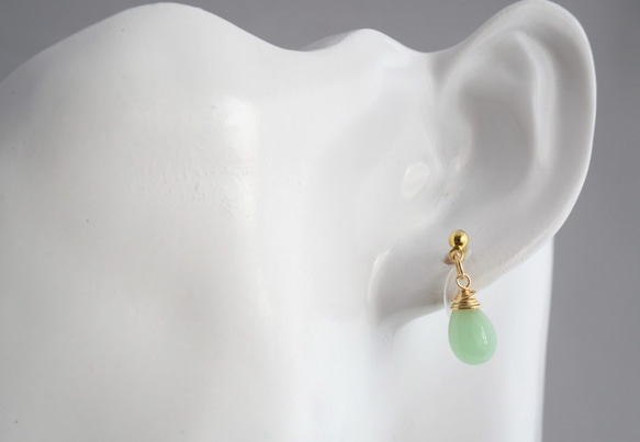 GLASS Larme ear clips/pierced earrings Green Hayes 第4張的照片