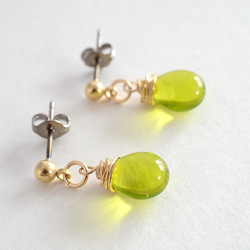 GLASS Larme pierce/earring　アップルグリーン 1枚目の画像