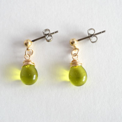 GLASS Larme pierce/earring　アップルグリーン 3枚目の画像