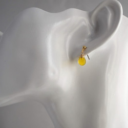 GLASS Larme pierced earrings/ear clips Lemon yellow 第4張的照片