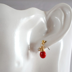 GLASS Larme pierced earrings/ear clips  Red 第4張的照片