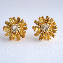 VINTAGE  Light Topaz Bijou Pierced earrings/Ear clips 第2張的照片