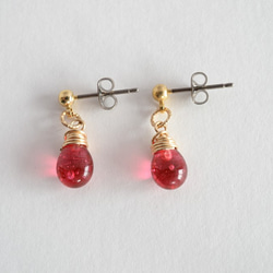 GLASS Larme pierce/earring ワインレッド 3枚目の画像