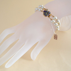 VINTAGE 2Strands baroque pearl pansy bracelet 6枚目の画像