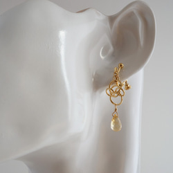 STONE Citrine chain ring ear clips 第3張的照片