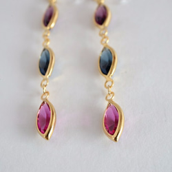 VINTAGE Glass frame earrings/pierce Deep ｍobetto 4枚目の画像