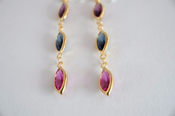 VINTAGE Glass frame earrings/pierce Deep ｍobetto 4枚目の画像