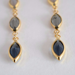 VINTAGE Glass frame earrings/pierce Blue gray 4枚目の画像