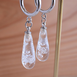 GLASS Bubble Drop Ear clips Clear 第1張的照片