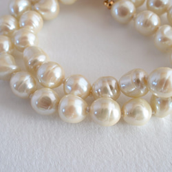 VINTAGE 2Strands baroque pearl Pansy bracelet 3枚目の画像