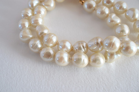 VINTAGE 2Strands baroque pearl Pansy bracelet 3枚目の画像