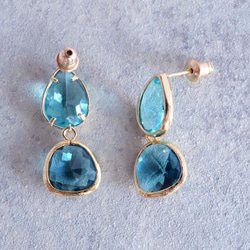 閃亮的藍寶石玻璃耳環 Shizuku 第2張的照片