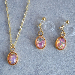 VINTAGE Fire opal glass accessory set Oval 第1張的照片