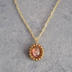 VINTAGE Fire opal glass long necklace 第1張的照片