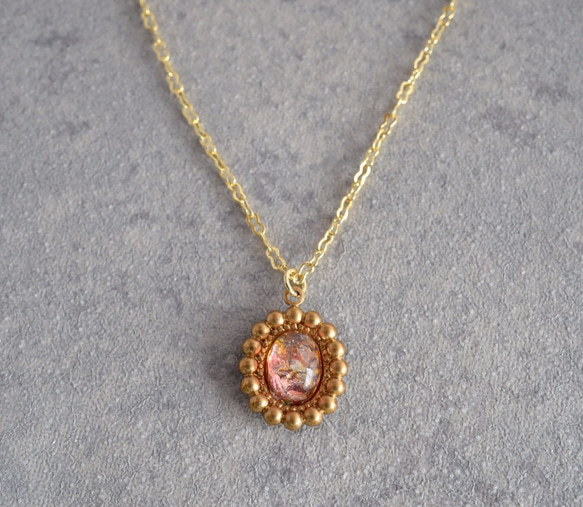 VINTAGE Fire opal glass long necklace 第1張的照片