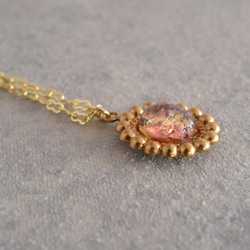 VINTAGE Fire opal glass long necklace 第2張的照片