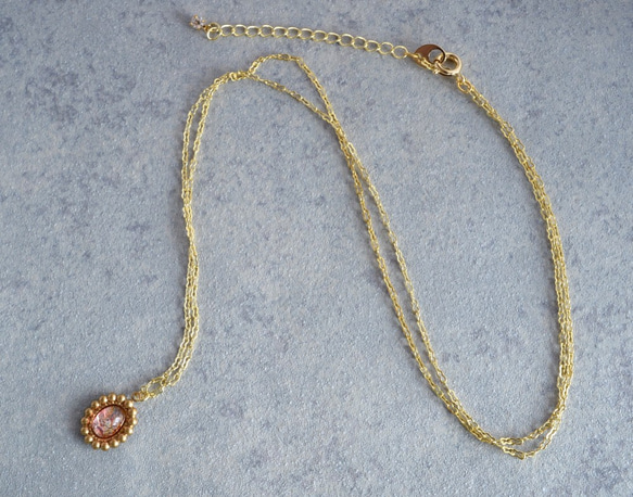 VINTAGE Fire opal glass long necklace 第3張的照片