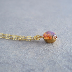 VINTAGE Fire opal glass necklace Oval 第2張的照片