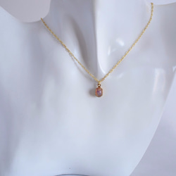 VINTAGE Fire opal glass necklace Oval 第6張的照片