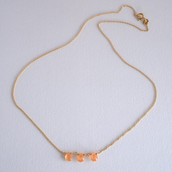 STONE Orange Garnet Pair Shape Necklace k14gf 第2張的照片